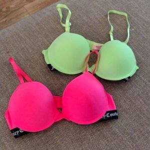 Juicy Couture Neon bras‎ . Like New. Underwire and lite padding.    3/7